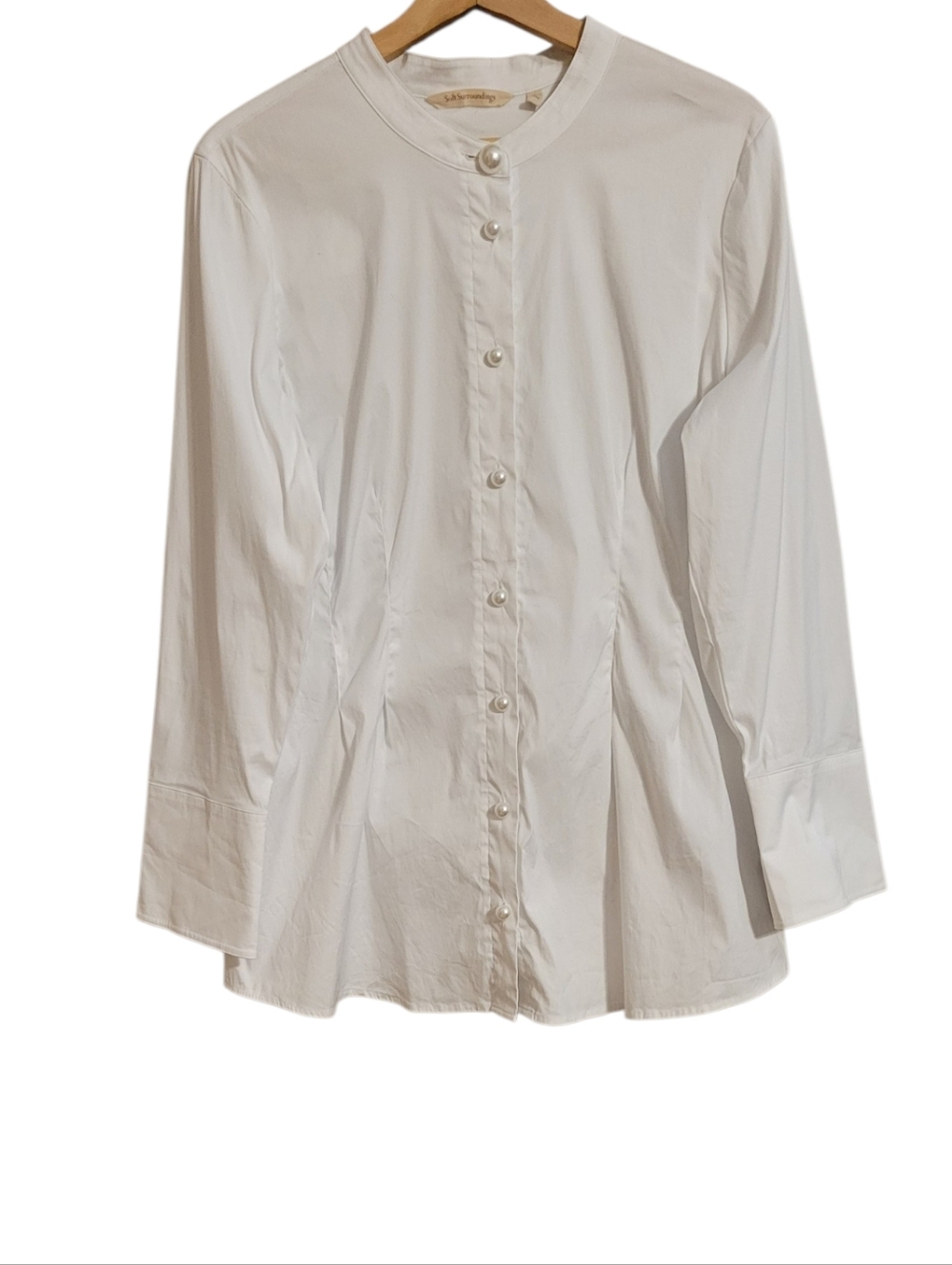 Soft Surroundings White Pearl Button Up Shirt
